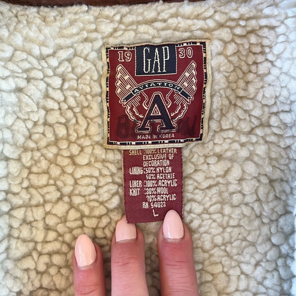 Vintage GAP Leather Flight Bomber Jacket – Lined Aviator Style - Picture 3 of 9